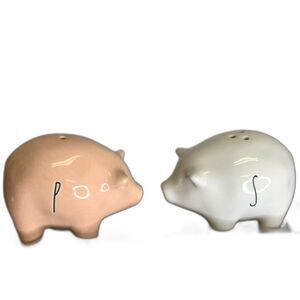 Rae Dunn Pigs Salt & Pepper Shakers Pink White New in box Pork BBQ Kitchen Decor